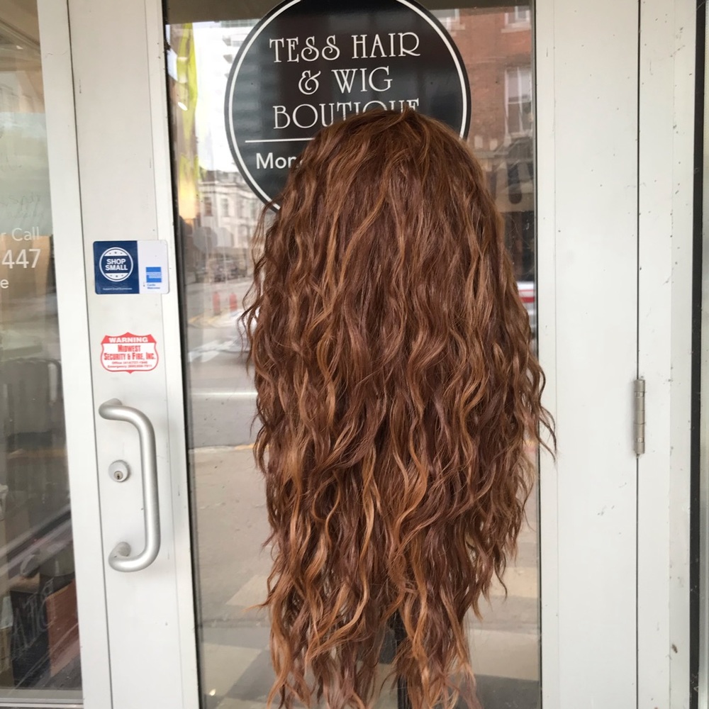 Transparent Lace Wig Curly Reddish Copper Brown - Picture 7 of 8